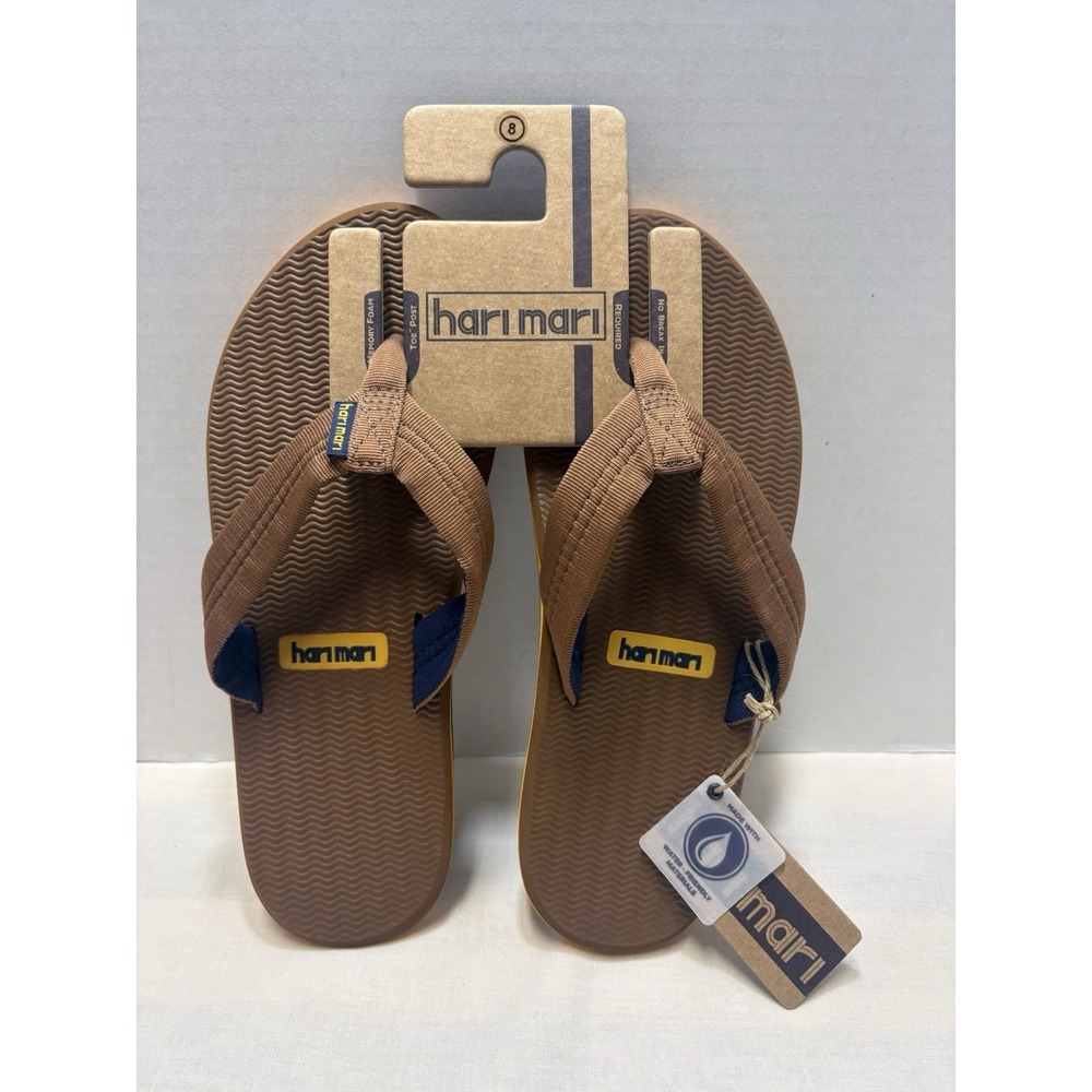 NEW Hari Mari Dunes Mens Size 8 Flip Flops Sandals Tobacco Boat Safe Waterproof
